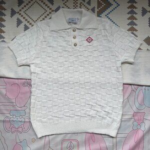 Casablanca Checked Yoke Boucle Polo White Polos